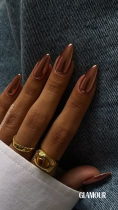 Spirit Fingers, Jazz Hands, November Nails, Smink Inspiration, Makijaż Smokey Eye, Metallic Nails, Ink Ideas, Neutral Nails, Brown Nails