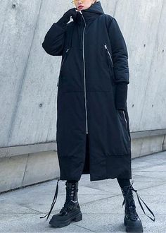 Fine black winter parkas oversize hooded zippered winter coats – SooLinen Yellow Plaid Dress, Parka Coat Women, Cotton Silk Dress, Cotton Shift Dress, Cotton Long Dress, Maxi Dresses Fall, Winter Parka, Womens Parka, Winter Coats