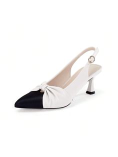 TINSTREE Womens Bow Slingback Heels Splicing Closed Pointed Toe Kitten Heel Wedding Dress Pumps Shoes White Elegant        Women Shoes, size features are:Bust: ,Length: ,Sleeve Length: Slingback Flats, Slingback Heels, Pumps Shoes, Slingback Heel, Pump Dress, Shoes White, Kitten Heel, Elegant Woman, Pump Shoes