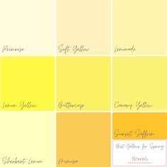 the color scheme for yellow is shown in several different colors, including light and dark