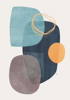 an abstract painting with circles and lines