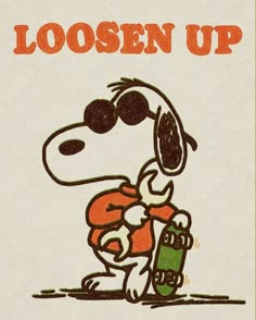 a close up of a cartoon dog holding a suitcase with the words loose on it