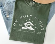 This is A Super Premium Christian Graphic T-Shirt - A Comfort Colors® Vintage Religious Tee designed to Encourage, Strengthen and Inspire!  This Comfort Colors Christian Crewneck Shirt was designed with love from the Blue Ridge Mountains by Grace @GraceCreatedCo. Embrace your Faith in Christ and spread the message of God's Love through our thoughtfully created Christian Apparel inspired by Scripture! FIT - Unisex, Relaxed Fit FEATURES - Direct-To-Garment Printing. No vinyl stickers, no cracking Christian Christmas Shirt Ideas, Christian Christmas Tshirt, Christian Christmas Shirts, Diy Jumper, Catholic Christmas, Christian Crewneck, Christian Graphic Tees, Christmas Apparel, Teacher Outfit