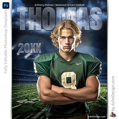 a football player with his arms crossed on the cover of a magazine or dvd case