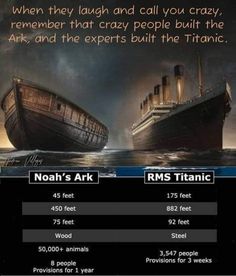 two large ships in the ocean with text on it that reads noah's ark