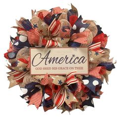 an american wreath with the words god shed his grace on thee