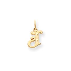 Create a sparkling initial impression with this satin finished 14k yellow gold charm featuring diamond cut accents that twinkle with every movement. Each letter measures approximately 10mm (3/8 Inch) in length and dangles from a classic jump ring that will fit up to a 3mm width chain. Made in the U.S.A. Chain not included. J Initial, Gold Beauty, Initial Pendant Necklace, Bow Jewelry, Gold Bracelet For Women, Gold Charm Necklace, Letter J, Ladies Diamond Rings, Gold Diamond Earrings