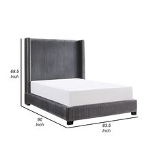 a bed with measurements for the headboard and foot board, including an extra mattress