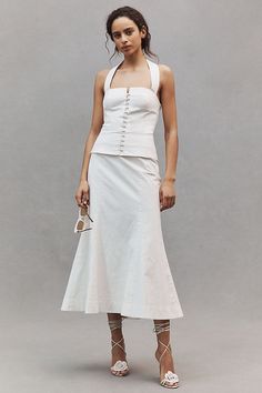 BHLDN Jayne Halter Midi Dress Rehearsal Dinner Attire, Wedding Rehearsal Dress, Caroline Dress, Rehearsal Dinner Outfits, Seeing Is Believing, Halter Style Dress, Bridal Shower Outfit, Rehearsal Dinner Dresses, Bridal Elegance