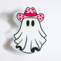 a white ghost with a red hat and stars on it's head is standing in front of a white background