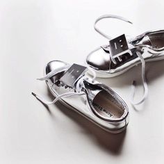 Acne Sneakers, Chrome Shoes, Mode Shoes, Latest Obsession, Acne Studio, Silver Sneakers, Metallic Sneakers, Tin Man, Minimal Chic