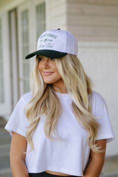 Complete your casual look with our These Three Trucker Hat in green and white. Designed with an adjustable fit for maximum comfort, this trucker hat features "These Three Est. 2016 Social Club." Maxi Tops, Dresses By Length, Social Club, Top Sales, Short Rompers, Casual Look, Green And White, Skirt Pants, Set Dress