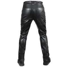 Simple to put on and easy to get off. Motorcycle Leather Pants With Protection Gear are classic riding apparel. Utilizing the finest PU leather, these pants look great and feel even better. The ultimate combination of style and utility. Features: Full-length side zippers ensure ease of entry and egress Multi-snap leg bottoms accommodate any style of boot Adjustable brass buckle belt in front with leather cord adjustment in the back allow easy fit Removable liner for winter or summer use Motorcycle Riding Jeans, Heated Clothing, Riding Jeans, Protection Gear, Motorcycle Men, Hip Pads, Heated Gloves, Moto Jeans, Riding Pants