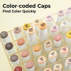 the color - coded caps are all different colors, but they have no labels on them