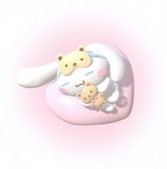 an animal shaped object with a baby in it's lap on a pink background