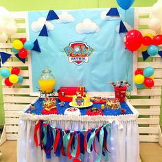 a birthday party with balloons and decorations