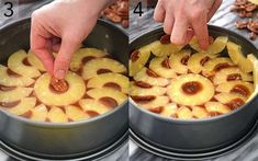 two pans filled with pineapple upside down cake