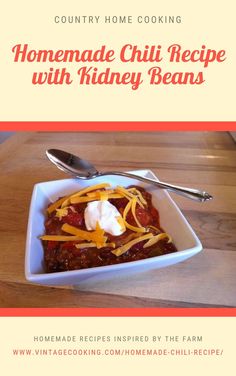 homemade chili recipe with kidney beans