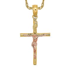 Introducing our stunning 14k two-tone cross Lord Jesus Christ crucifix holy cross necklace for her. This religious necklace for her features a beautiful two-tone design that perfectly complements any outfit. The INRI and Latin crucifix add a touch of elegance to this holy cross necklace for women. Made with high-quality materials, this 14k gold necklace for women is a timeless piece that will last for years to come. Perfect for any occasion, this lord Jesus Christ necklace for women is a must-have for any jewelry collection. Shop now and add this holy cross necklace for women to your collection today! Christ Necklace, Cross Necklace For Women, Gold Necklace For Women, Crucifix Necklace, Cross Jesus, Christian Necklace, Necklace For Her, Holy Cross, Beautiful Cross