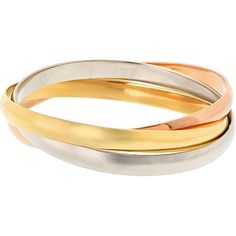 Cartier 18K Tri-Color Gold Trinity Bangle Bracelet - Larger Model (Wide) 76.6g Cartier Bangle Smooth, Modern Cartier Round Bangle, Modern Cartier Bangle With Jubilee Bracelet, Modern Cartier Gold Bangle Bracelet, Modern Cartier Jubilee Bracelet Bangle, Modern Cartier Bangle Bracelets, Cartier Gold Bangle With Polished Finish, Modern Cartier Bangle With Polished Finish, Modern Cartier Bangle Bracelet