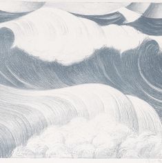 an artistic drawing of waves in the ocean