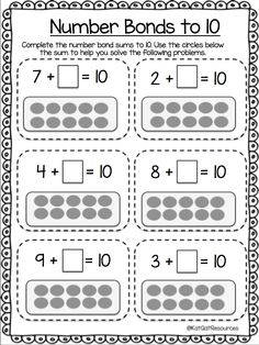 the number bonds to 10 worksheet