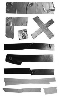 several pieces of duct tape are shown in black and white