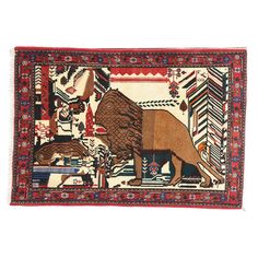 an animal rug with various patterns and colors