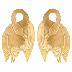 Golden swans in elegant repose are hand shaped out of brass. Sterling silver posts. Nickel and lead free. 3.75" [9.5 cm] long. Swan Earrings, Swan Jewelry, Gold Swan, Magical Jewelry, Bird Jewelry, Hand Shapes, Brass Jewelry, Swans, Jewelry Inspo