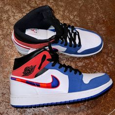 Never Worn Jordan 1 Mid. Jordan Mid-top Shoes With Speckled Midsole And White Sole, Jordan Shoes Wallpaper, Shoes Jordan 1, Fire Shoes, Custom Sneakers Diy, Shoes Wallpaper, Nike Air Jordan Shoes, Trendy Shoes Sneakers, Jordan White