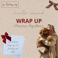 a woman holding a dog in her arms with the words wrap up written on it