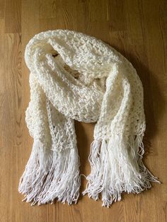 Crochet Shawl, White, Handmade, With Fringe, - Etsy Crochet Shawl, Shawls And Wraps, Scarf Wrap, Fiber Art, Scarf Accessory, Shawl, Ships, Purses And Bags, Music Clothes