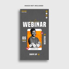 a flyer for a webinar event with a man's face on it