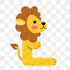 a cartoon lion sitting down with its head turned to the side, on a transparent background