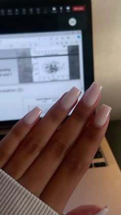 Long Square Round Nails, Clean Girl Nails Coffin, Modest Nails Classy, Square Beach Nails, Taper Square Nails, Clean Nails Look Natural, Nail Ideas Ballerina, Minimalist Nails Coffin