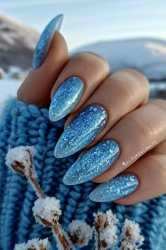 Ice Blue Nails Blue Wedding Nails, Frozen Nails, Festive Nail Designs, Light Blue Nails, Baby Blue Nails, Blue Nail Designs, Blue Nail, Sparkle Nails