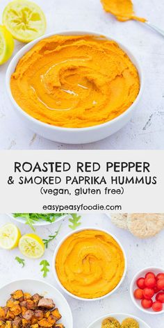 roasted red pepper and smoked paprika hummus are the perfect side dish for any meal