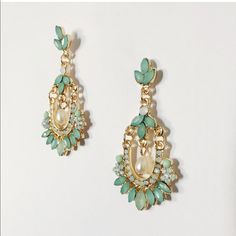 New Light Green And Gold Earrings Elegant Turquoise Earrings For Summer, Turquoise Dangle Earrings For Spring, Turquoise Earrings For Spring Party, Light Green Earrings, Queen Earrings, Marcasite Earrings, Gold Statement Earrings, Solid Gold Earrings, Fish Hook Earrings