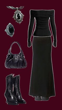 Alternative Goth Aesthetic, Witch Gothic Outfit, Black Whimsigoth Outfits, Gothic Inspo Outfits, Southern Gothic Style, Gothic Witch Aesthetic Outfits, Lowkey Goth Outfit, Vampire Casual Outfits, Witch Outfit Black