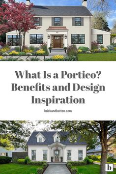 a white house with the words what is a portico? benefits and design inspiration