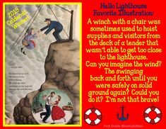 an image of a man and woman on top of a cliff with the caption hello lighthouse favorite illustration