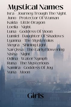 a poster with the names of musical names in front of a foggy cityscape