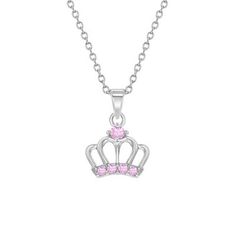 Looking for a special gift for your little princess? This lovely princess crown necklace should do the trick! A 925 sterling silver imperial crown pendant boasts bright round pink cubic zirconias along its base and points for a sweet and polished look. This royal necklace comes with its own matching 16" link sterling silver chain and comes neatly packaged into its own little gift box, making gifting a breeze! Princess Ages, Royal Necklace, Crown Pendant Necklace, Lovely Princess, Imperial Crown, Crown Pendant, Crown Necklace, Princess Crown, Box Making