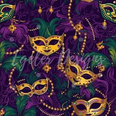 purple and green masquerades with jewels on them