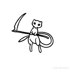 a drawing of a teddy bear holding a long handled scooter in its paws