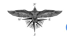 an image of a bird with compass on it