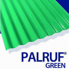 a blue and green tin roof with the words palruf green written on it