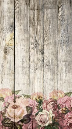 an old wooden background with roses painted on it