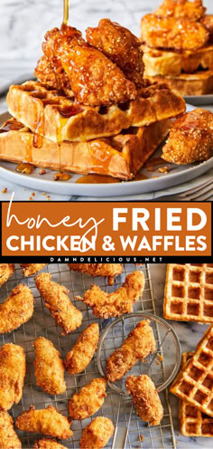 Want more easy brunch menu ideas? Try this chicken and waffle recipe! Made with super crispy fried chicken drizzled in honey glaze and fluffy buttermilk waffles, they're perfect on a breakfast platter. You'll want them as a family dinner idea, too! Best Chicken Recipes For Dinner, Honey Fried Chicken, Buttermilk Waffles, Waffles Recipe, Waffle Recipe