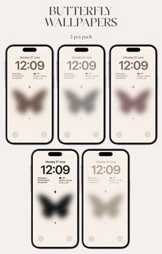 the butterfly wallpapers are displayed in four different colors and sizes, including one for each